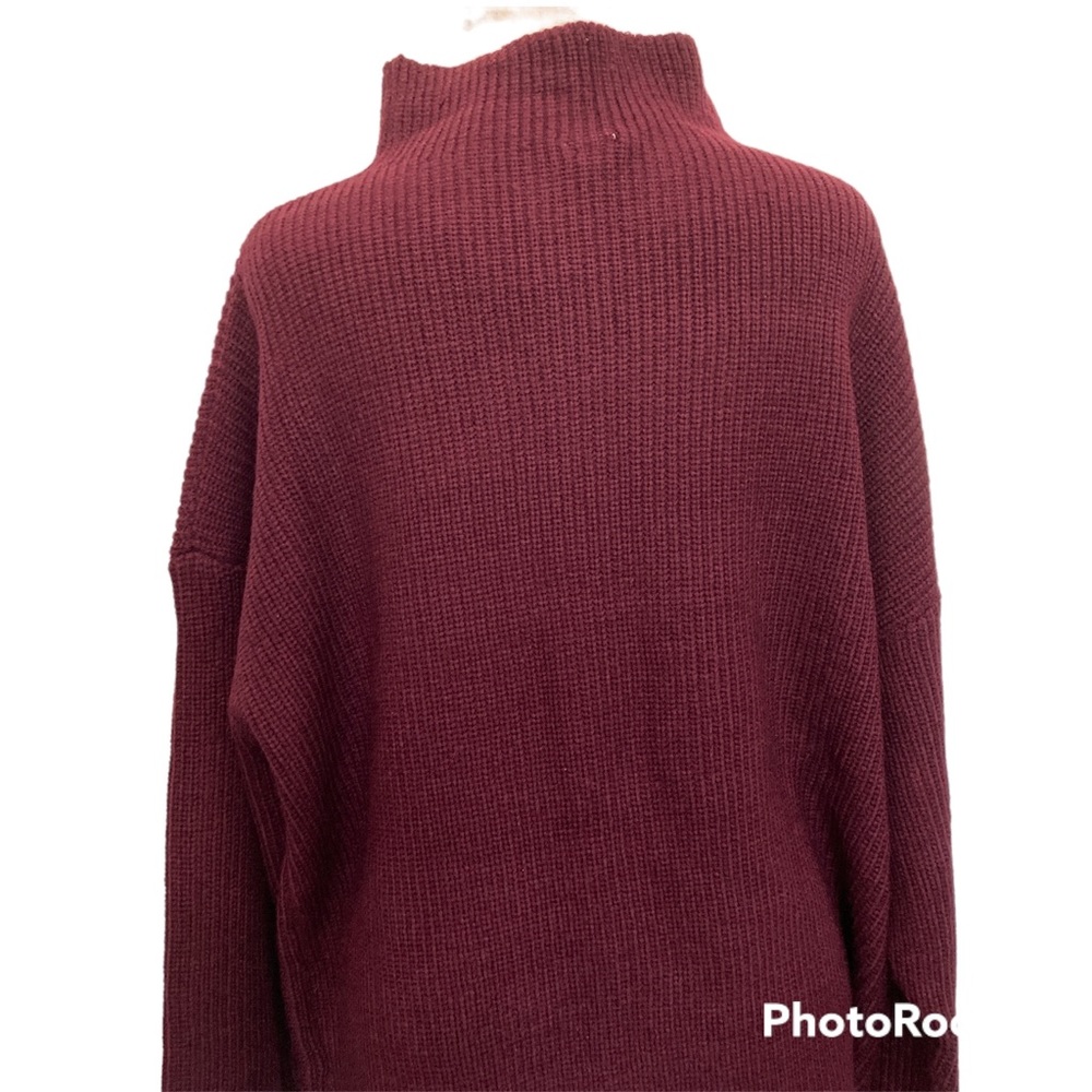 Cozy Co, Mock Turtleneck Sweater, Size 2X Burgundy with embroidered foliage - Picture 3 of 7